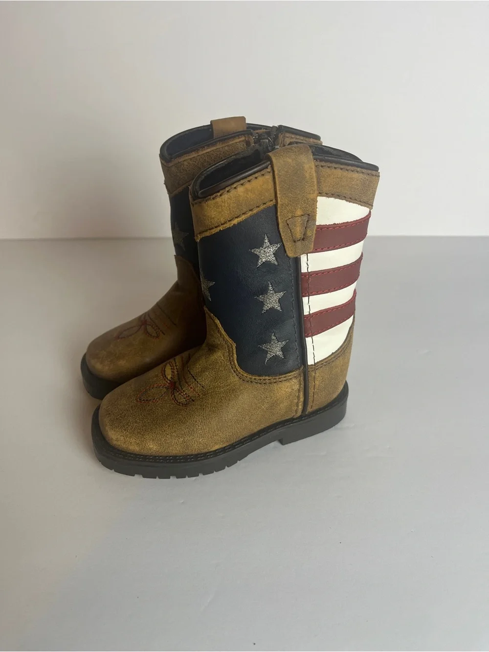 Kids Two-Tone Western Star Boots - Black & Brown